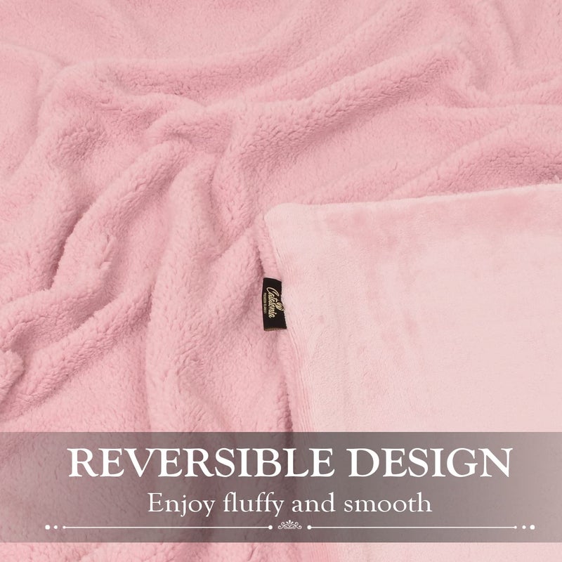 Catalonia Pink Sherpa Throws Blanket for Girls, Valentine's Day Gifts, Super Soft Comfy Fuzzy Micro Plush Fleece Snuggly TV Blanket for Sofa Couch Bed, 50"x60" - Image 4
